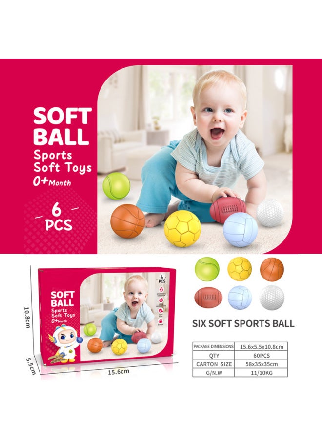 Baby Soft Rubber Building Blocks Can Bite 6-12 Months Soft Rubber Ball Baby 1-3 Years Old Children Tumbler Educational Toys - Image 1